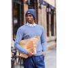 imageCOOFANDY Mens Crew Neck Sweaters Long Sleeve Lightweight Knit Dress Pullover SweatersClear Blue