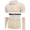 imageCOOFANDY Mens Knit Polo Shirts Long Sleeve Casual Button Down Ribbed Polo Shirt Fashion Golf ShirtsBeige