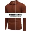 imageCOOFANDY Mens Knit Polo Shirts Long Sleeve Casual Button Down Ribbed Polo Shirt Fashion Golf ShirtsCaramel