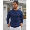 imageCOOFANDY Mens Knit Polo Shirts Long Sleeve Casual Button Down Ribbed Polo Shirt Fashion Golf ShirtsDeep Blue