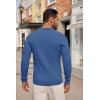 imageCOOFANDY Mens Knit Polo Shirts Long Sleeve Casual Button Down Ribbed Polo Shirt Fashion Golf ShirtsDenim Blue
