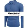 imageCOOFANDY Mens Knit Polo Shirts Long Sleeve Casual Button Down Ribbed Polo Shirt Fashion Golf ShirtsDenim Blue