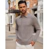 imageCOOFANDY Mens Knit Polo Shirts Long Sleeve Casual Button Down Ribbed Polo Shirt Fashion Golf ShirtsFantasy Brown