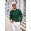 imageCOOFANDY Mens Knit Polo Shirts Long Sleeve Casual Button Down Ribbed Polo Shirt Fashion Golf ShirtsGreen