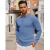 imageCOOFANDY Mens Knit Polo Shirts Long Sleeve Casual Button Down Ribbed Polo Shirt Fashion Golf ShirtsLight Blue