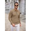 imageCOOFANDY Mens Knit Polo Shirts Long Sleeve Casual Button Down Ribbed Polo Shirt Fashion Golf ShirtsLight Brown