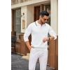 imageCOOFANDY Mens Knit Polo Sweater Casual Long Sleeve Polo Sweater Lightweight Button Down Golf Pullover SweatersWhite