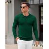 imageCOOFANDY Mens Knit Polo Sweater Long Sleeve Casual Golf Polo Lightweight Dress Button Collar Pullover SweatersDark Green