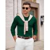 imageCOOFANDY Mens Knit Polo Sweater Long Sleeve Casual Golf Polo Lightweight Dress Button Collar Pullover SweatersDark Green