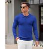 imageCOOFANDY Mens Knit Polo Sweater Long Sleeve Casual Golf Polo Lightweight Dress Button Collar Pullover SweatersRoyal Blue