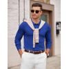 imageCOOFANDY Mens Knit Polo Sweater Long Sleeve Casual Golf Polo Lightweight Dress Button Collar Pullover SweatersRoyal Blue