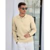 imageCOOFANDY Mens Knit Polo Sweater Long Sleeve Polos Lightweight Casual Dress Pullover SweatersChampagne