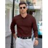 imageCOOFANDY Mens Knit Polo Sweater Long Sleeve Polos Lightweight Casual Dress Pullover SweatersCoffee