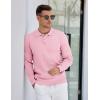 imageCOOFANDY Mens Knit Polo Sweater Long Sleeve Polos Lightweight Casual Dress Pullover SweatersPink