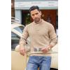 imageCOOFANDY Mens Quarter Button Sweater Lightweight Mock Neck Pullover Sweater Fashion Casual Knitted Waffle Henley SweaterApricot