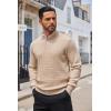 imageCOOFANDY Mens Quarter Button Sweater Lightweight Mock Neck Pullover Sweater Fashion Casual Knitted Waffle Henley SweaterApricot