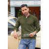 imageCOOFANDY Mens Quarter Button Sweater Lightweight Mock Neck Pullover Sweater Fashion Casual Knitted Waffle Henley SweaterArmy Green
