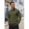 imageCOOFANDY Mens Quarter Button Sweater Lightweight Mock Neck Pullover Sweater Fashion Casual Knitted Waffle Henley SweaterArmy Green