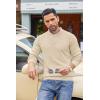 imageCOOFANDY Mens Quarter Button Sweater Lightweight Mock Neck Pullover Sweater Fashion Casual Knitted Waffle Henley SweaterBeige