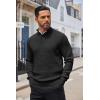 imageCOOFANDY Mens Quarter Button Sweater Lightweight Mock Neck Pullover Sweater Fashion Casual Knitted Waffle Henley SweaterBlack