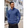imageCOOFANDY Mens Quarter Button Sweater Lightweight Mock Neck Pullover Sweater Fashion Casual Knitted Waffle Henley SweaterBlue