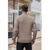 imageCOOFANDY Mens Quarter Button Sweater Lightweight Mock Neck Pullover Sweater Fashion Casual Knitted Waffle Henley SweaterBrown and Grey