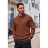 imageCOOFANDY Mens Quarter Button Sweater Lightweight Mock Neck Pullover Sweater Fashion Casual Knitted Waffle Henley SweaterCaramel