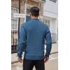 imageCOOFANDY Mens Quarter Button Sweater Lightweight Mock Neck Pullover Sweater Fashion Casual Knitted Waffle Henley SweaterDark Blue