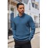imageCOOFANDY Mens Quarter Button Sweater Lightweight Mock Neck Pullover Sweater Fashion Casual Knitted Waffle Henley SweaterDark Blue