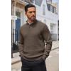 imageCOOFANDY Mens Quarter Button Sweater Lightweight Mock Neck Pullover Sweater Fashion Casual Knitted Waffle Henley SweaterDark Coffee