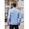 imageCOOFANDY Mens Quarter Button Sweater Lightweight Mock Neck Pullover Sweater Fashion Casual Knitted Waffle Henley SweaterLight Blue