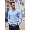 imageCOOFANDY Mens Quarter Button Sweater Lightweight Mock Neck Pullover Sweater Fashion Casual Knitted Waffle Henley SweaterLight Blue