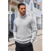 imageCOOFANDY Mens Quarter Button Sweater Lightweight Mock Neck Pullover Sweater Fashion Casual Knitted Waffle Henley SweaterLight Grey