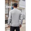 imageCOOFANDY Mens Quarter Button Sweater Lightweight Mock Neck Pullover Sweater Fashion Casual Knitted Waffle Henley SweaterLight Grey