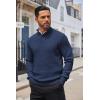 imageCOOFANDY Mens Quarter Button Sweater Lightweight Mock Neck Pullover Sweater Fashion Casual Knitted Waffle Henley SweaterNavy Blue