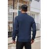 imageCOOFANDY Mens Quarter Button Sweater Lightweight Mock Neck Pullover Sweater Fashion Casual Knitted Waffle Henley SweaterNavy Blue