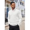 imageCOOFANDY Mens Quarter Button Sweater Lightweight Mock Neck Pullover Sweater Fashion Casual Knitted Waffle Henley SweaterWhite