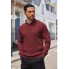 imageCOOFANDY Mens Quarter Button Sweater Lightweight Mock Neck Pullover Sweater Fashion Casual Knitted Waffle Henley SweaterWine Red