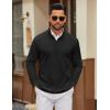 imageCOOFANDY Mens Quarter Zip Pullover Sweatshirt Mock Neck Quilted Sweatshirt Lightweight Casual Long Sleeve Polo ShirtBlack