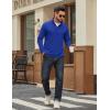 imageCOOFANDY Mens Quarter Zip Pullover Sweatshirt Mock Neck Quilted Sweatshirt Lightweight Casual Long Sleeve Polo ShirtDeep Blue