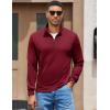 imageCOOFANDY Mens Quarter Zip Pullover Sweatshirt Mock Neck Quilted Sweatshirt Lightweight Casual Long Sleeve Polo ShirtWine Red