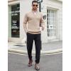 imageCOOFANDY Mens Quarter Zip Sweaters Slim Fit Mock Neck Pullover Sweaters Lightweight Knitted Polo SweaterBeige