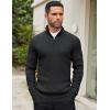 imageCOOFANDY Mens Quarter Zip Sweaters Slim Fit Mock Neck Pullover Sweaters Lightweight Knitted Polo SweaterBlack