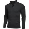 imageCOOFANDY Mens Quarter Zip Sweaters Slim Fit Mock Neck Pullover Sweaters Lightweight Knitted Polo SweaterBlack