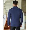 imageCOOFANDY Mens Quarter Zip Sweaters Slim Fit Mock Neck Pullover Sweaters Lightweight Knitted Polo SweaterNavy Blue