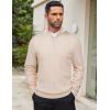 imageCOOFANDY Mens Quarter Zip Sweaters Slim Fit Mock Neck Pullover Sweaters Lightweight Knitted Polo SweaterRibbed Beige