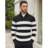 imageCOOFANDY Mens Quarter Zip Sweaters Slim Fit Mock Neck Pullover Sweaters Lightweight Knitted Polo SweaterStripe Black  White