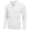imageCOOFANDY Mens Quarter Zip Sweaters Slim Fit Mock Neck Pullover Sweaters Lightweight Knitted Polo SweaterWhite