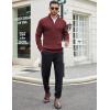 imageCOOFANDY Mens Quarter Zip Sweaters Slim Fit Mock Neck Pullover Sweaters Lightweight Knitted Polo SweaterWine Red