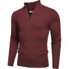 imageCOOFANDY Mens Quarter Zip Sweaters Slim Fit Mock Neck Pullover Sweaters Lightweight Knitted Polo SweaterWine Red